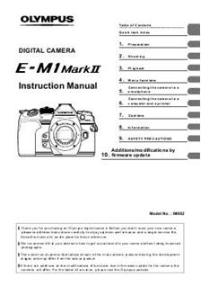 Olympus OM D E M1 MK II manual. Camera Instructions.